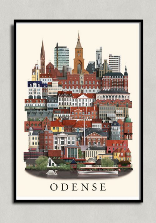 Martin Schwartz plakat med Odense - Køb flotte Odense plakater her.