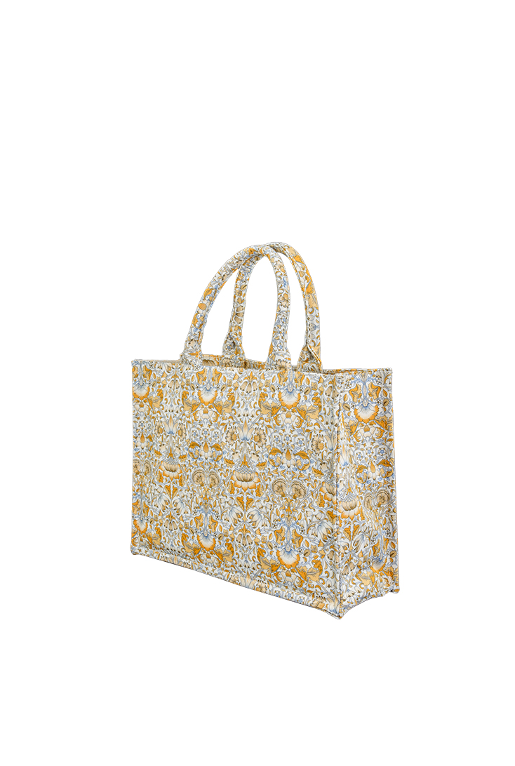 Mini taske med okkerfarvet blomsterprint - Køb hos Mark&Waldorf her!