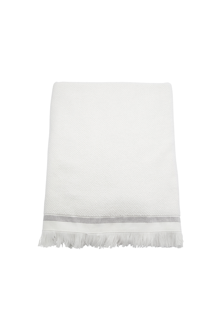 Køb håndklæder l Hvide med grå l 100x180 cm - Se