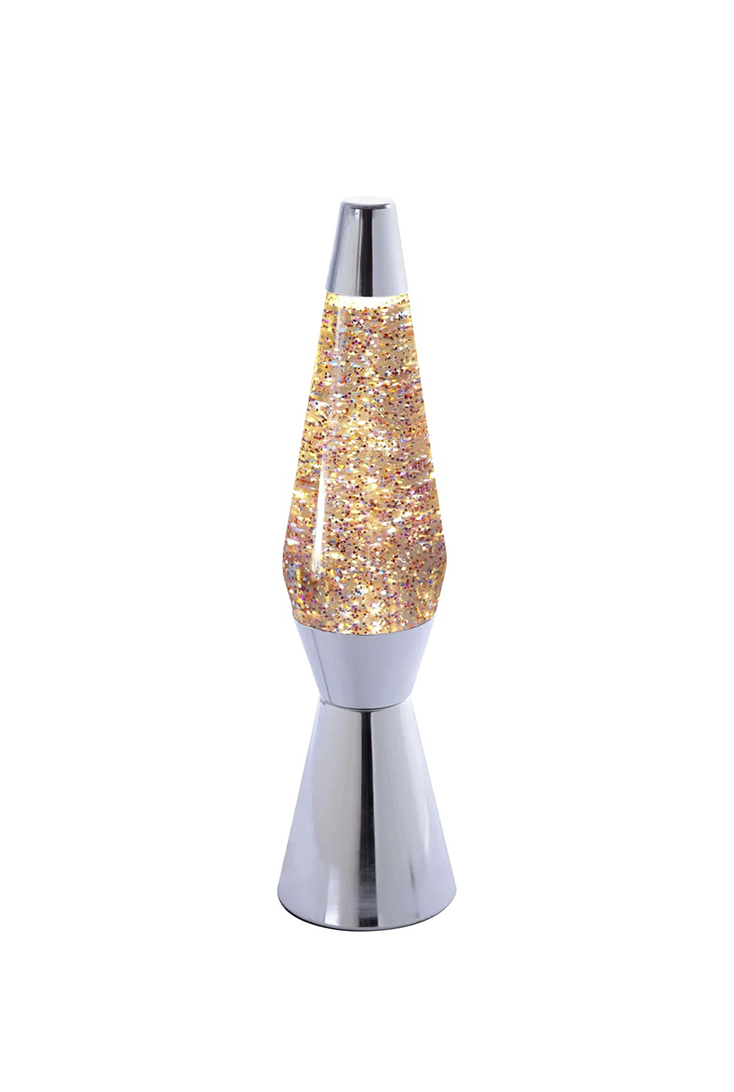 krom lavalampe med glimmer - vores fine - kr. 349,-